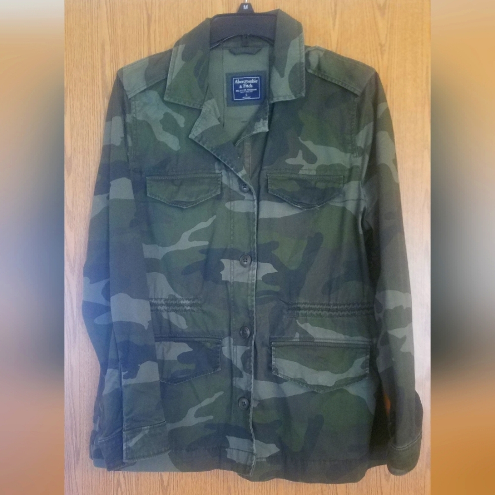 Abercrombie & Fitch Green Camouflage Utility Jacket Large